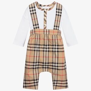Burberry Kids Tan Plaid Suspenders